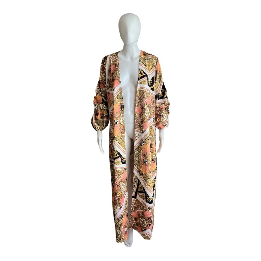 K Too Elegant Multicolor Long Kimono Robe Size S